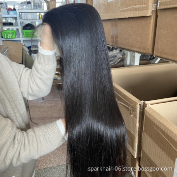 Spark Wholesale  150% 180% Density HD Full Lace Human Hair Wigs For Black Women Brazilian Virgin Hair Transparent Lace Front Wig